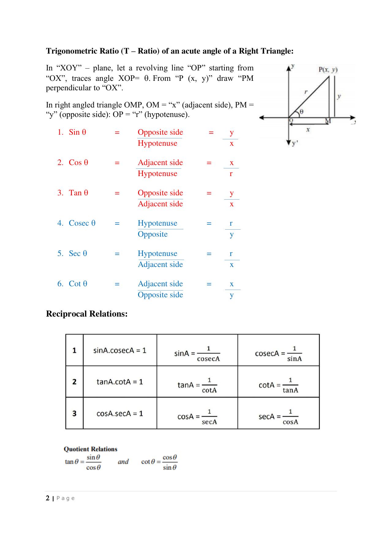 JKBOSE Class 10 Maths: CHAPTER 8 Trigonometry Question Bank - Page 2