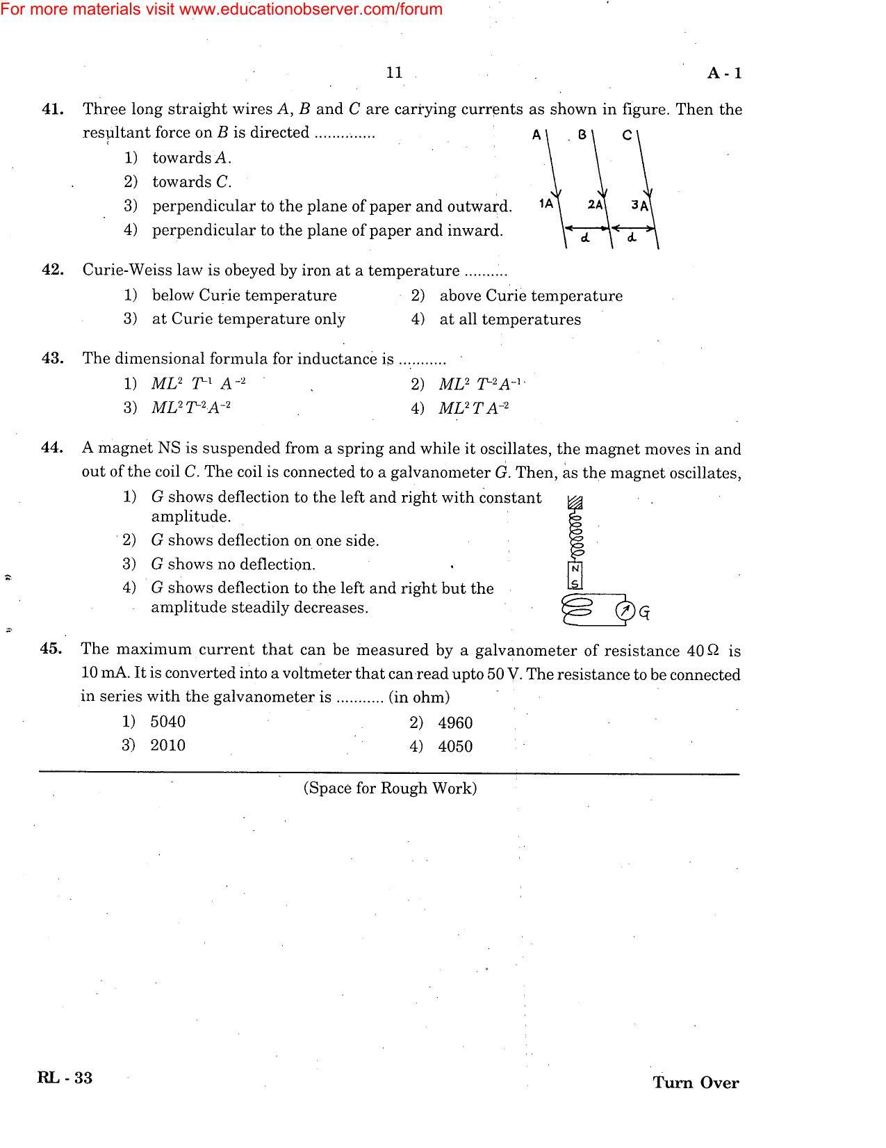 KEAM Paper I 2004 Question Paper - Page 11