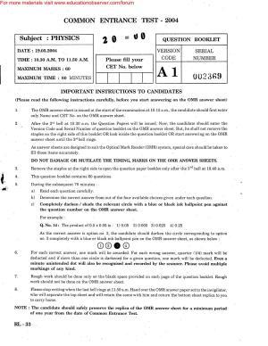 KEAM Paper I 2004 Question Paper