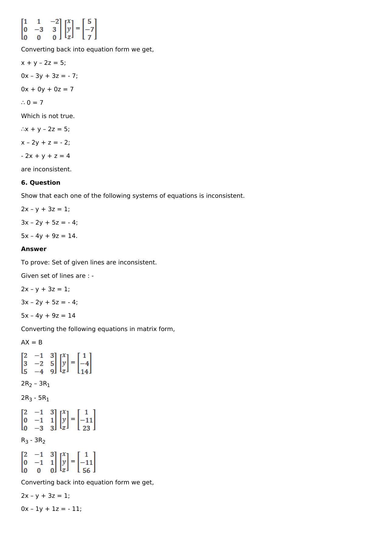 Chapter 8: System of Linear Equations Solutions: RS Aggarwal Class 12 Solutions  - Page 4