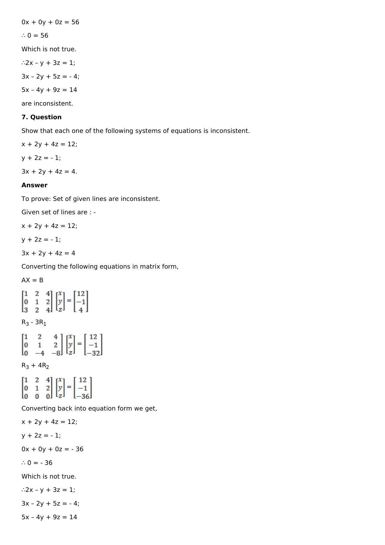 Chapter 8: System of Linear Equations Solutions: RS Aggarwal Class 12 Solutions  - Page 5