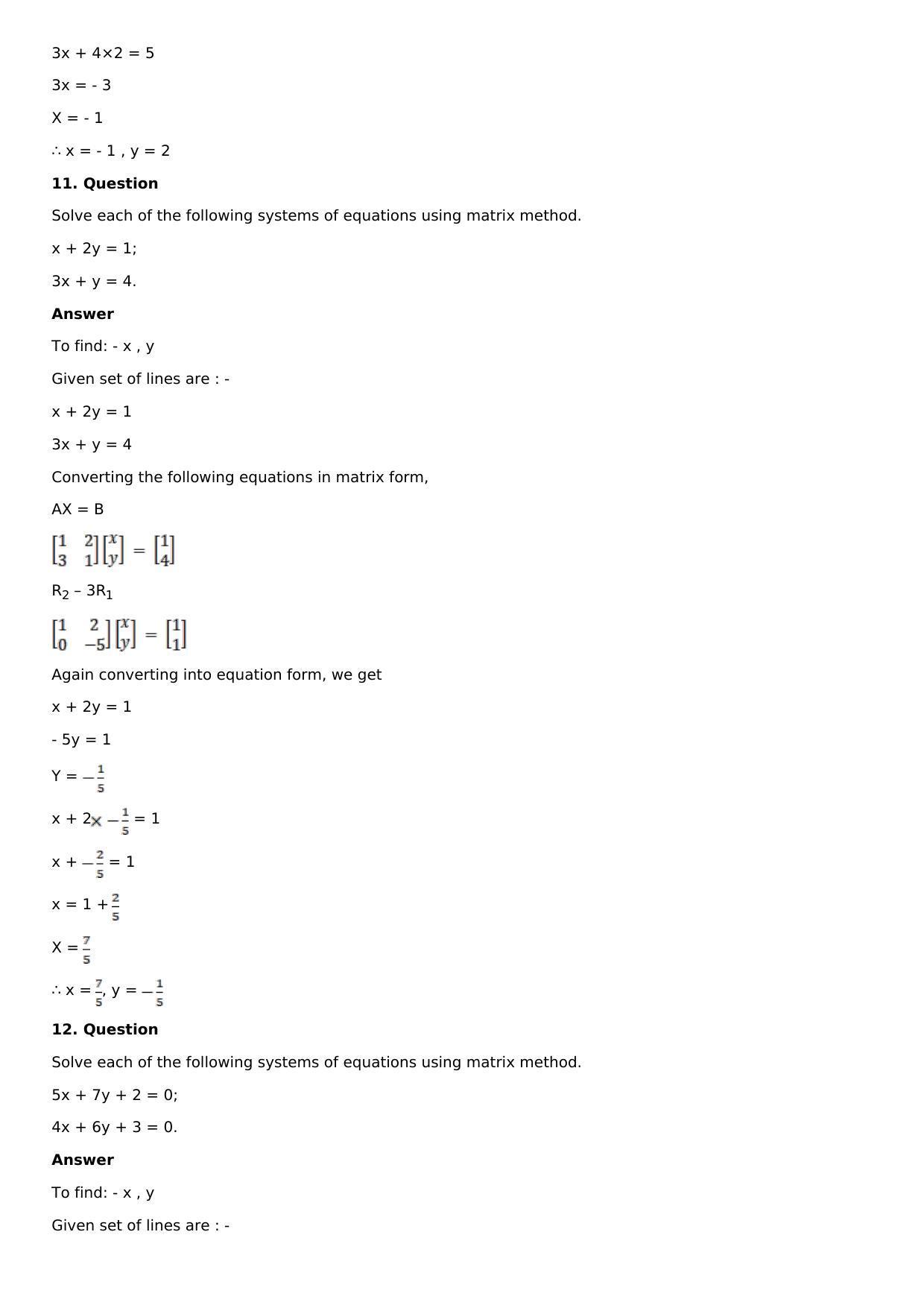Chapter 8: System of Linear Equations Solutions: RS Aggarwal Class 12 Solutions  - Page 8