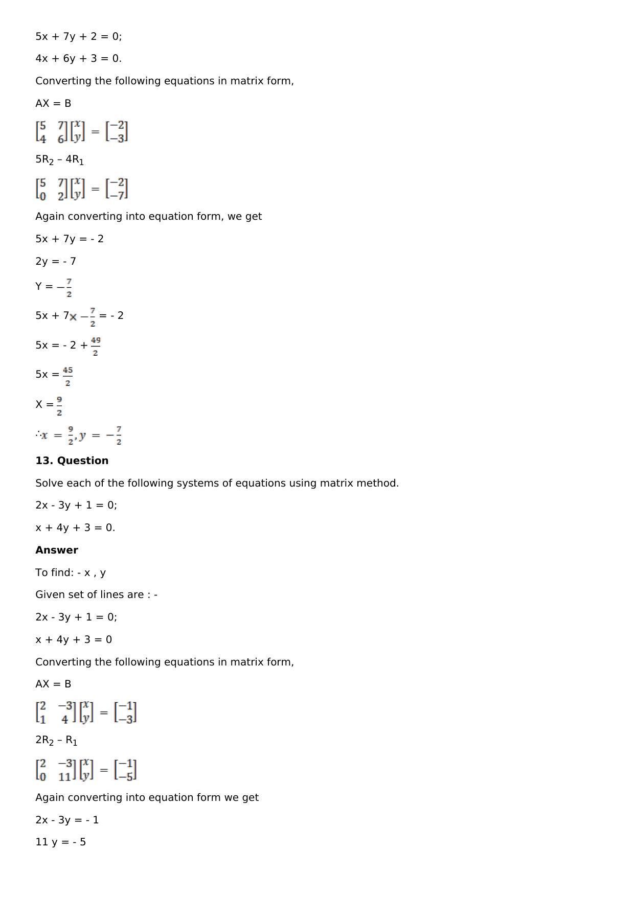 Chapter 8: System of Linear Equations Solutions: RS Aggarwal Class 12 Solutions  - Page 9