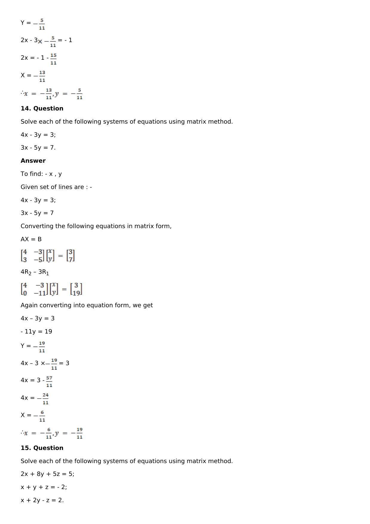Chapter 8: System of Linear Equations Solutions: RS Aggarwal Class 12 Solutions  - Page 10