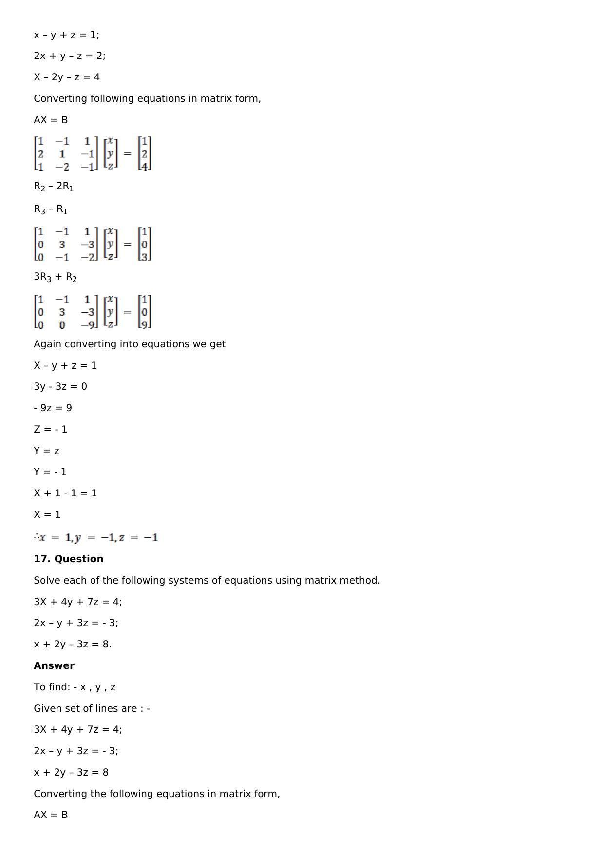 Chapter 8: System of Linear Equations Solutions: RS Aggarwal Class 12 Solutions  - Page 12