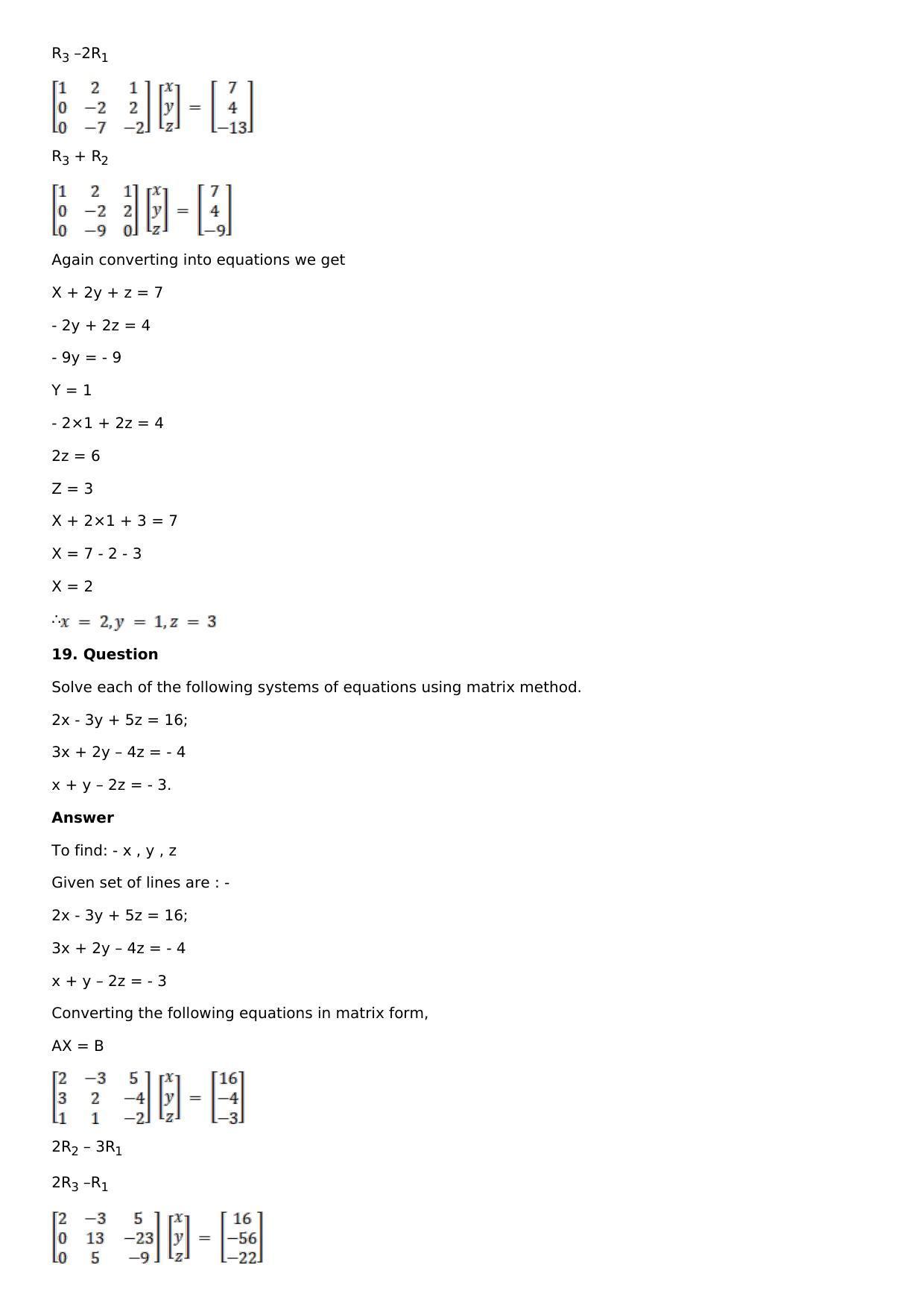 Chapter 8: System of Linear Equations Solutions: RS Aggarwal Class 12 Solutions  - Page 14