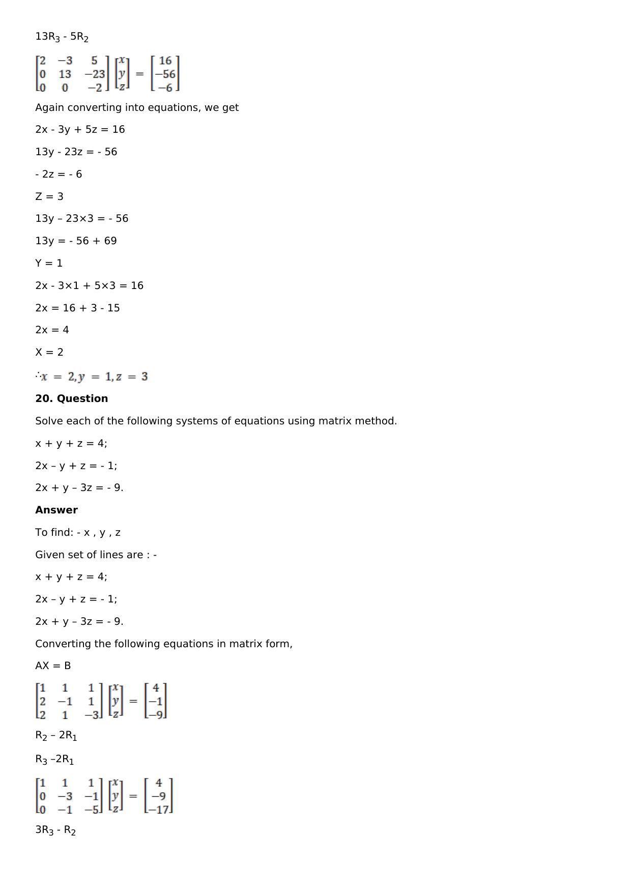 Chapter 8: System of Linear Equations Solutions: RS Aggarwal Class 12 Solutions  - Page 15