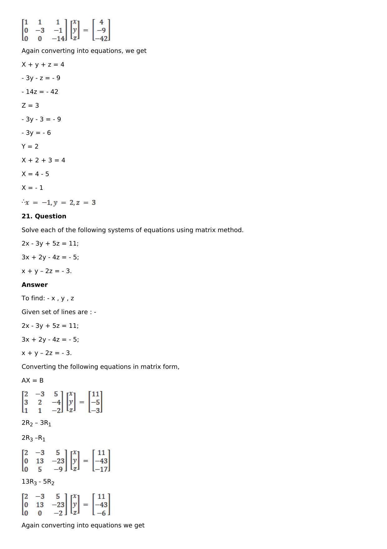 Chapter 8: System of Linear Equations Solutions: RS Aggarwal Class 12 Solutions  - Page 16