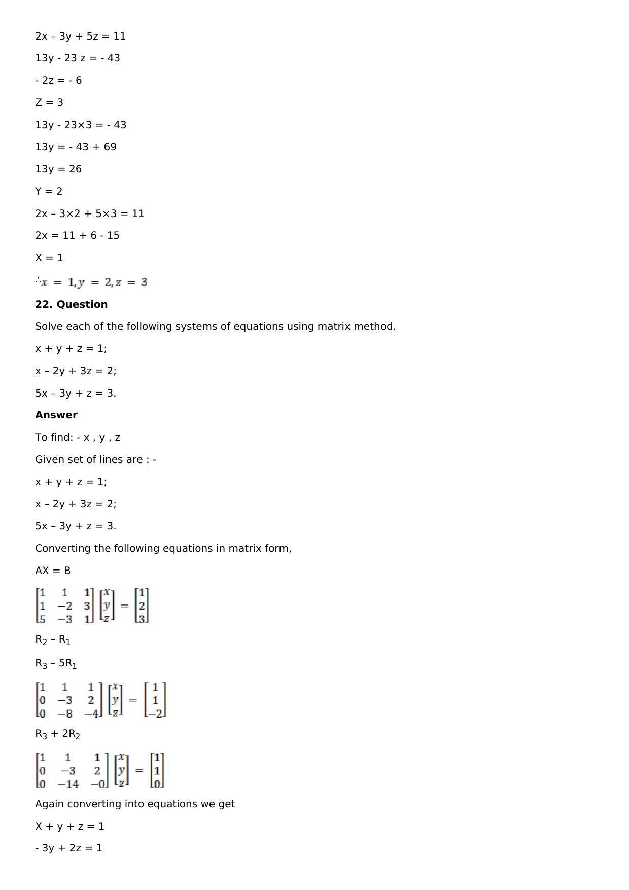 Chapter 8: System of Linear Equations Solutions: RS Aggarwal Class 12 Solutions  - Page 17