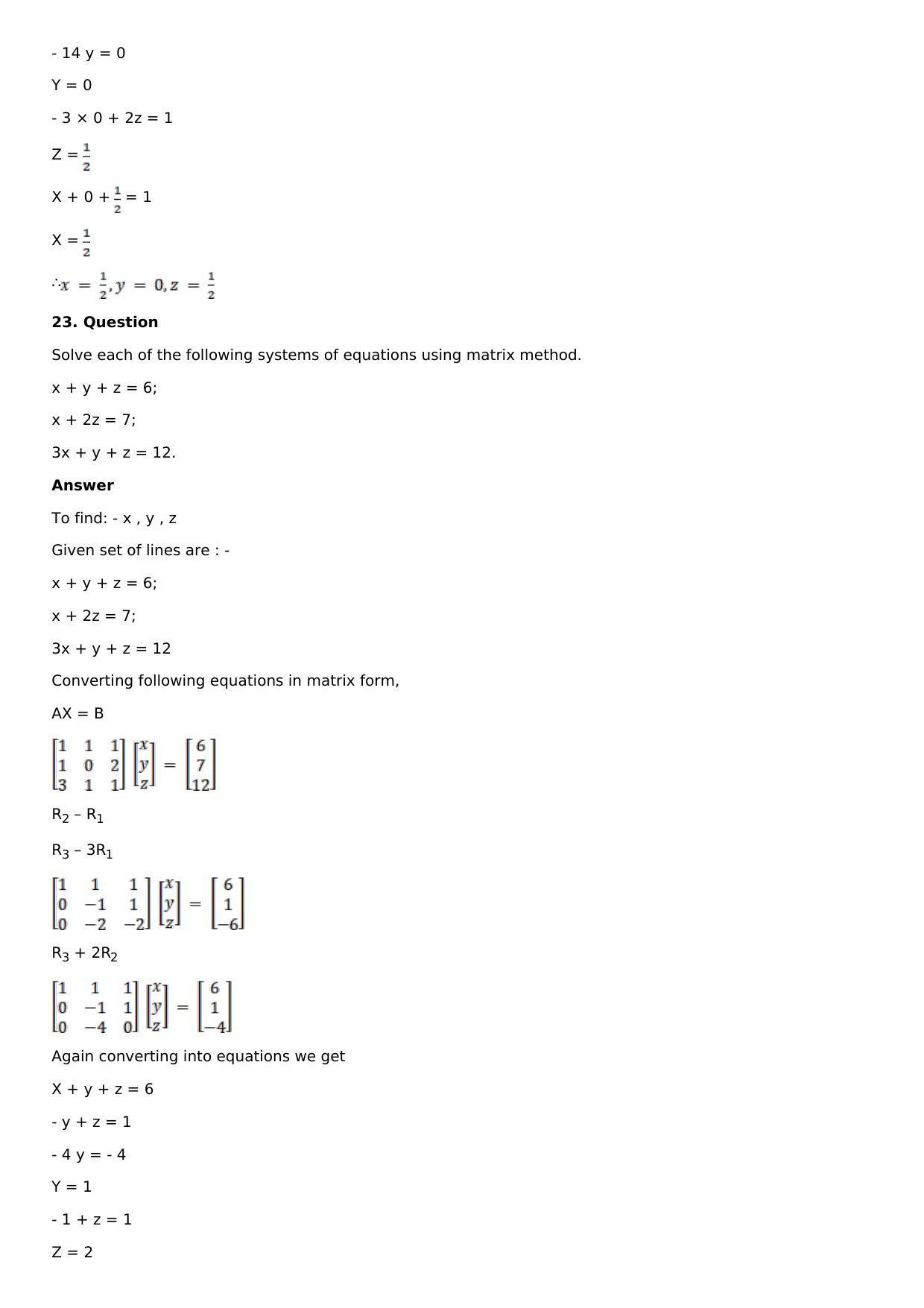 Chapter 8: System of Linear Equations Solutions: RS Aggarwal Class 12 Solutions  - Page 18