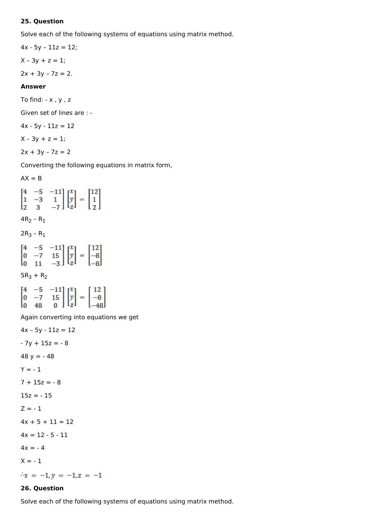 Chapter 8: System of Linear Equations Solutions: RS Aggarwal Class 12 Solutions  - Page 20
