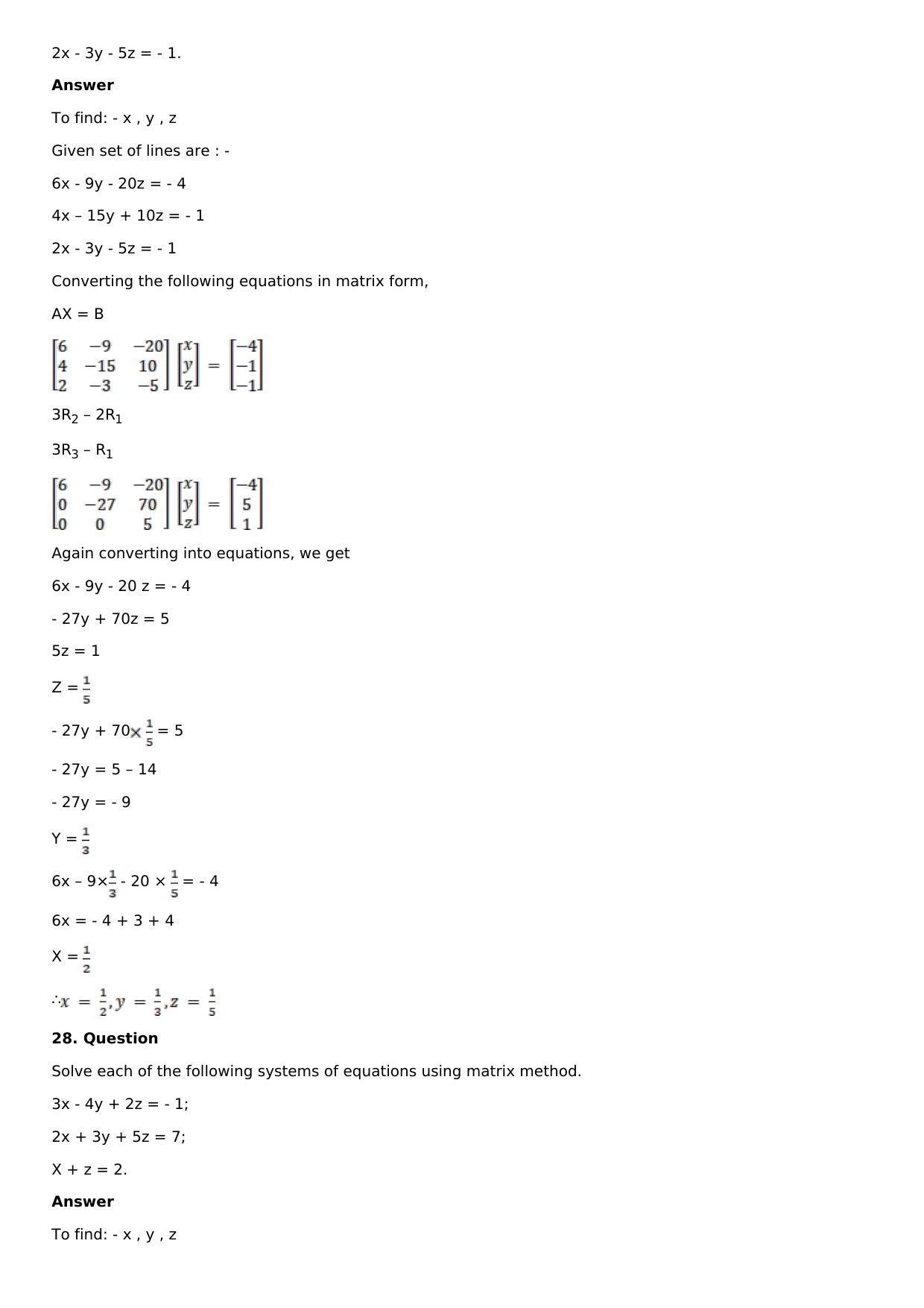 Chapter 8: System of Linear Equations Solutions: RS Aggarwal Class 12 Solutions  - Page 22
