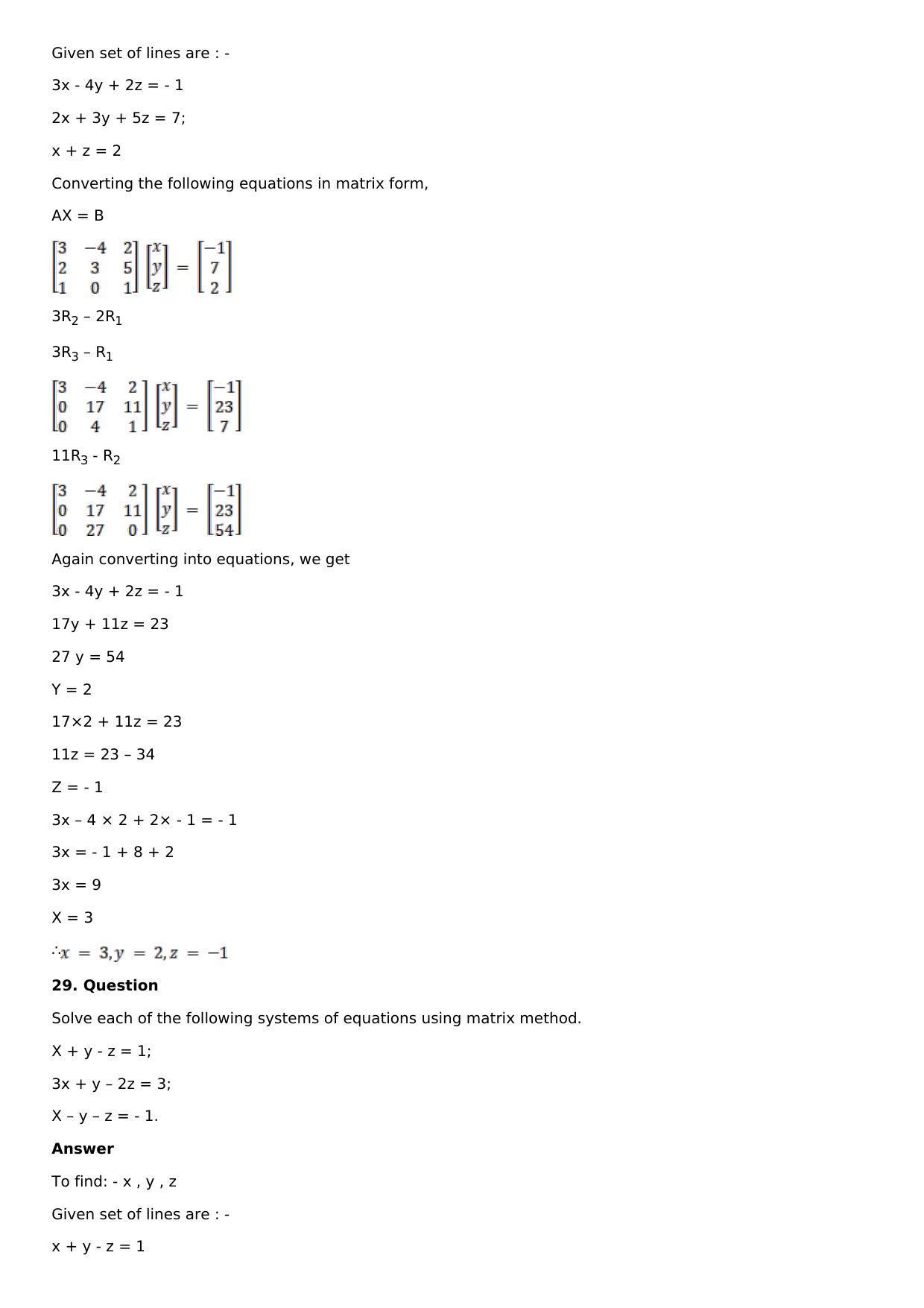 Chapter 8: System of Linear Equations Solutions: RS Aggarwal Class 12 Solutions  - Page 23