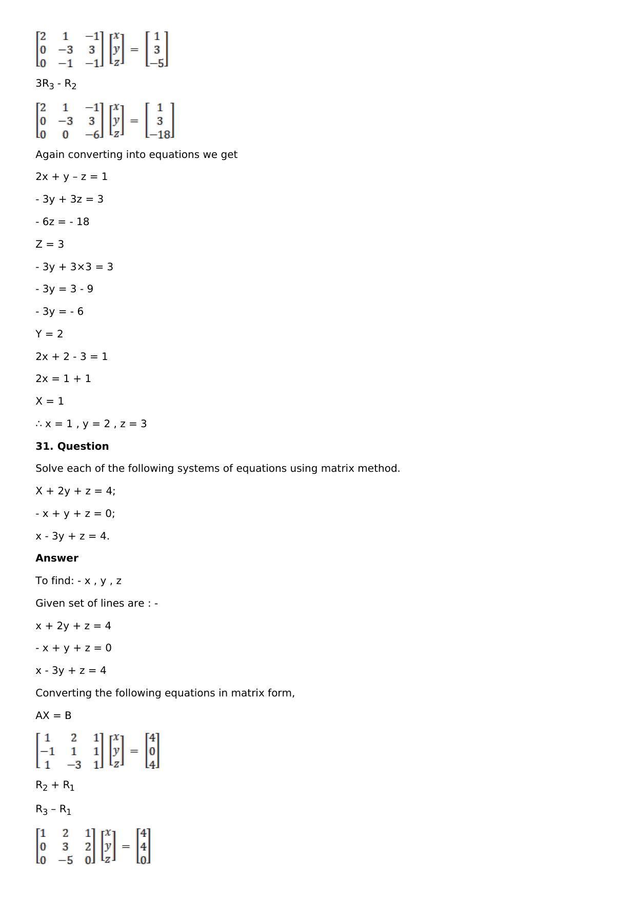 Chapter 8: System of Linear Equations Solutions: RS Aggarwal Class 12 Solutions  - Page 25