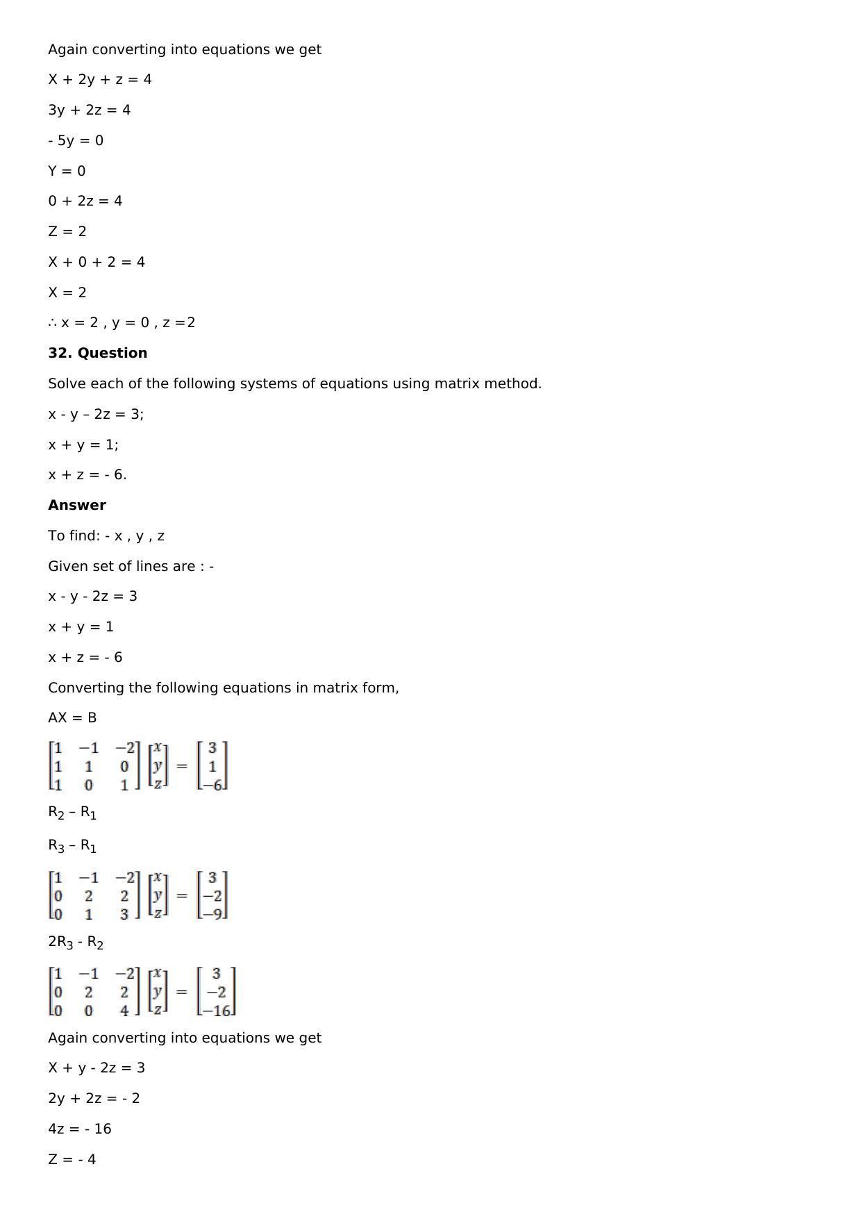 Chapter 8: System of Linear Equations Solutions: RS Aggarwal Class 12 Solutions  - Page 26