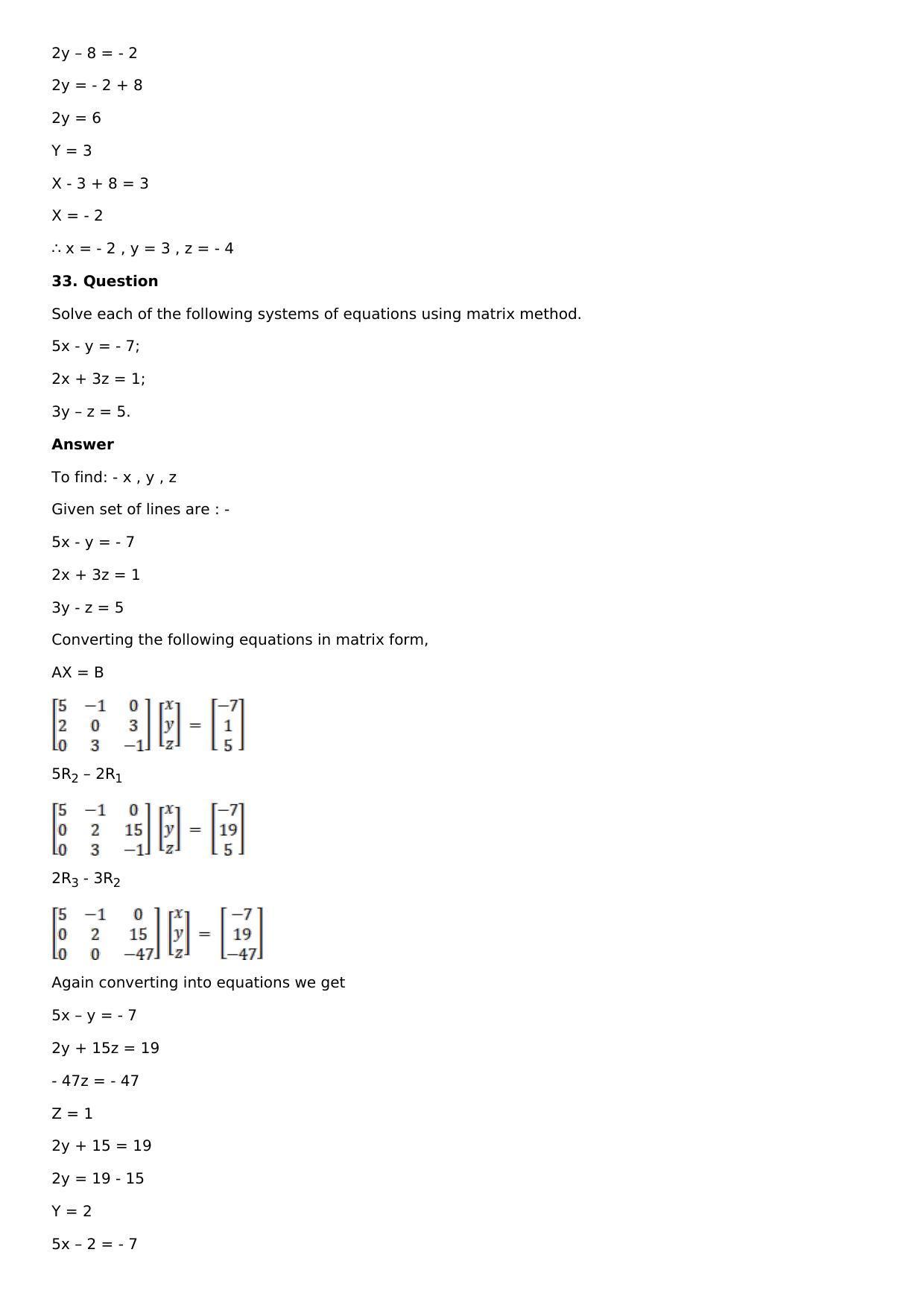 Chapter 8: System of Linear Equations Solutions: RS Aggarwal Class 12 Solutions  - Page 27