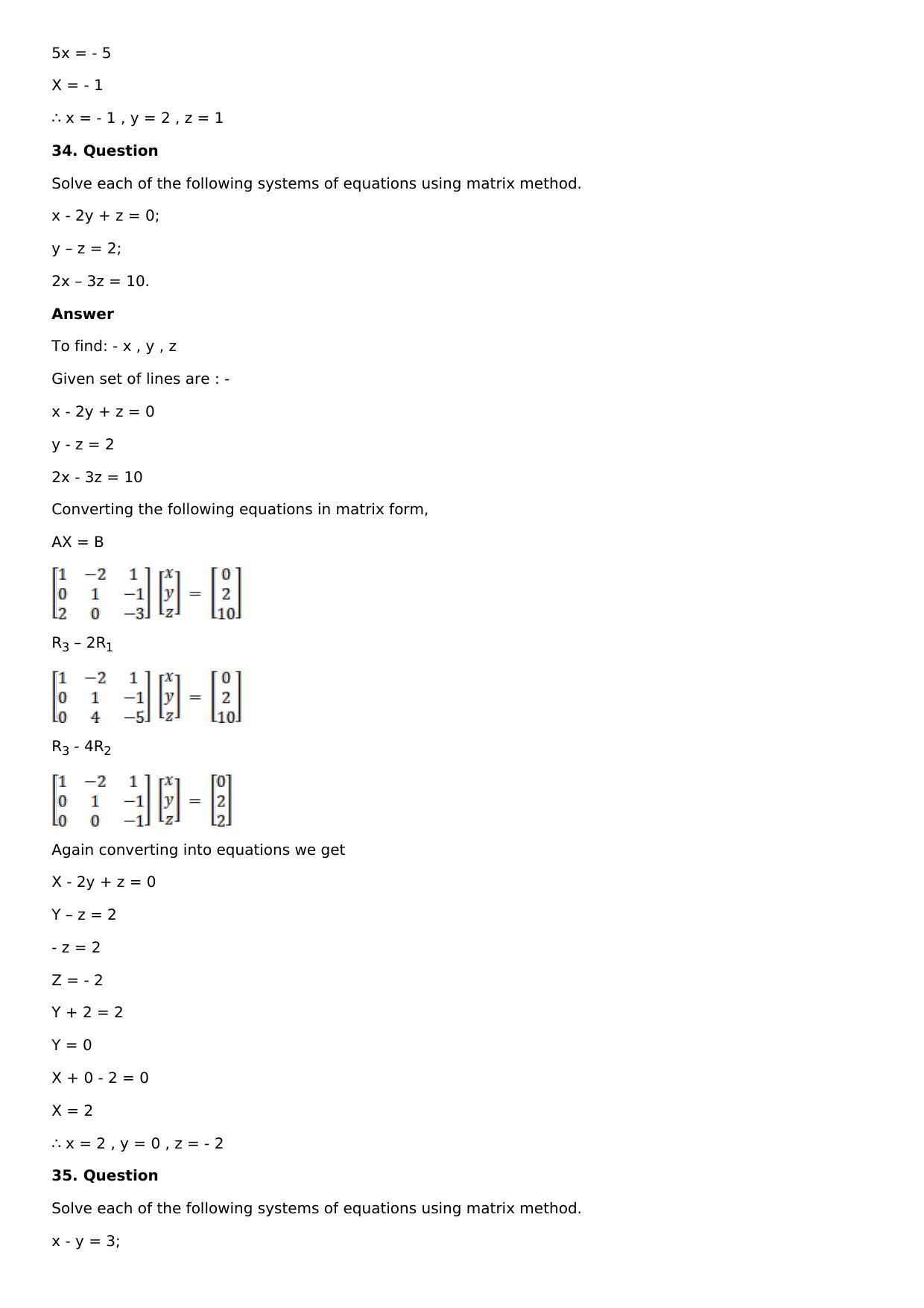 Chapter 8: System of Linear Equations Solutions: RS Aggarwal Class 12 Solutions  - Page 28
