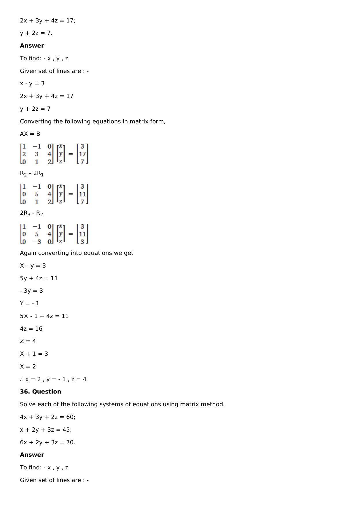 Chapter 8: System of Linear Equations Solutions: RS Aggarwal Class 12 Solutions  - Page 29