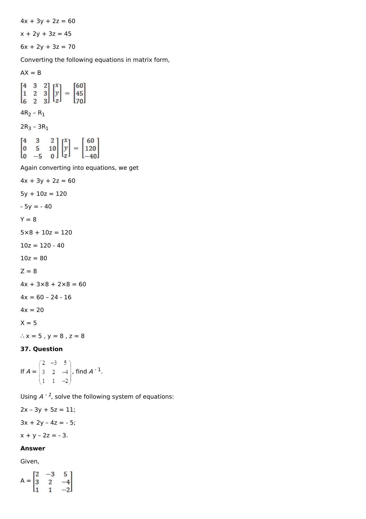 Chapter 8: System of Linear Equations Solutions: RS Aggarwal Class 12 Solutions  - Page 30
