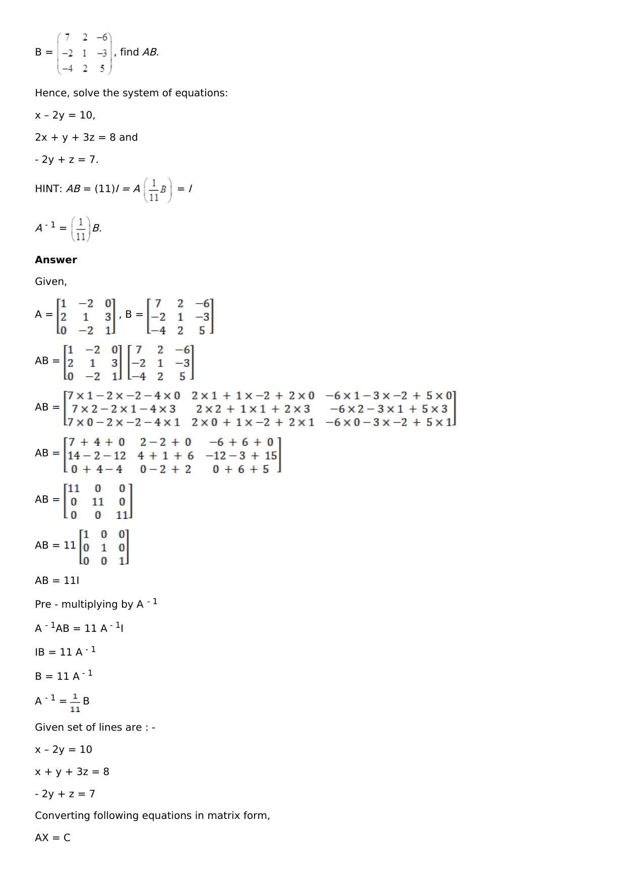 Chapter 8: System of Linear Equations Solutions: RS Aggarwal Class 12 Solutions  - Page 34