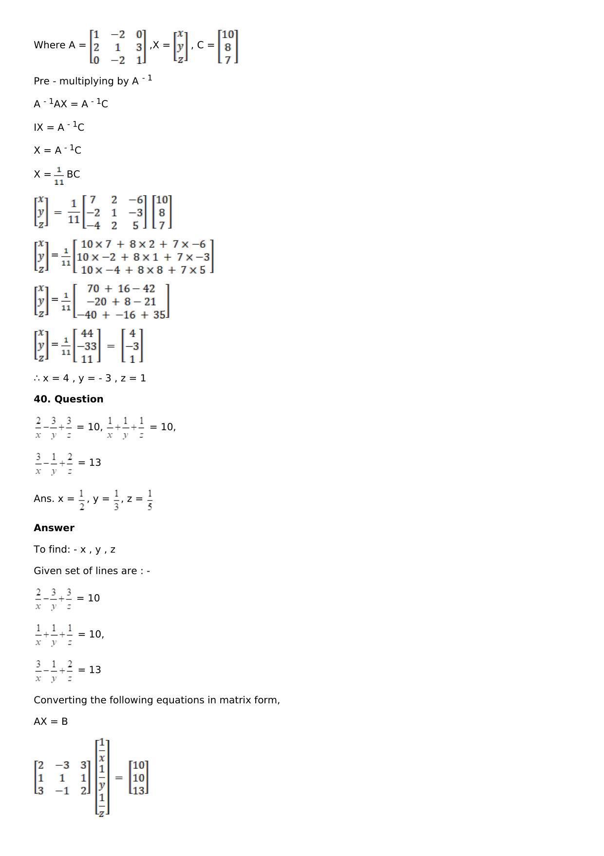 Chapter 8: System of Linear Equations Solutions: RS Aggarwal Class 12 Solutions  - Page 35