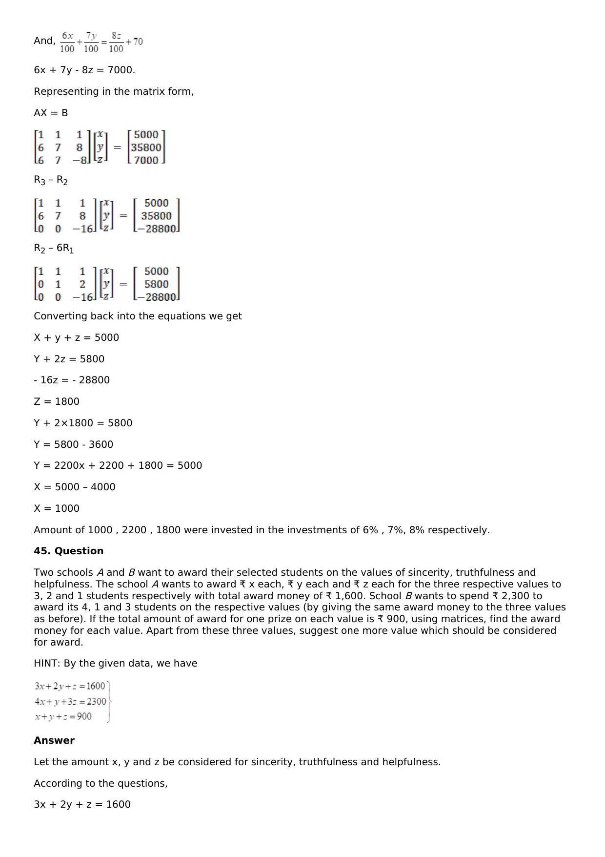 Chapter 8: System of Linear Equations Solutions: RS Aggarwal Class 12 Solutions  - Page 40