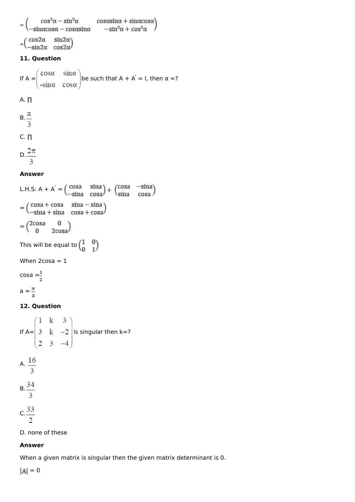Chapter 8: System of Linear Equations Solutions: RS Aggarwal Class 12 Solutions  - Page 48