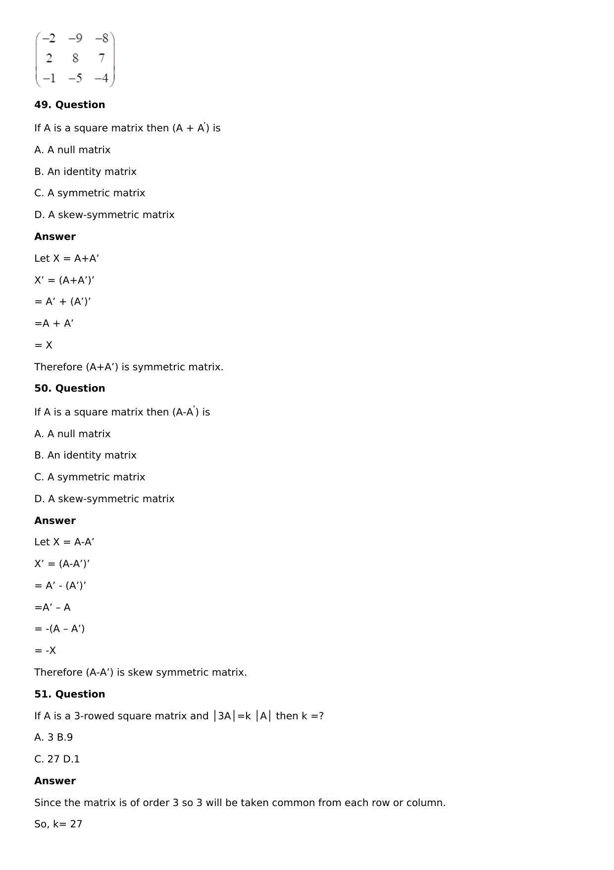 Chapter 8: System of Linear Equations Solutions: RS Aggarwal Class 12 Solutions  - Page 66