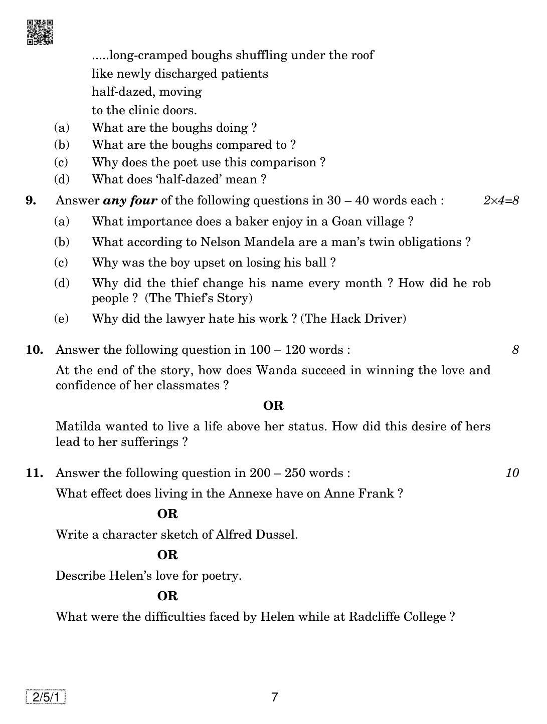 CBSE Class 10 2-5-1  ENGLISH LANGUAGE AND LETERATURE 2019 Question Paper - Page 7