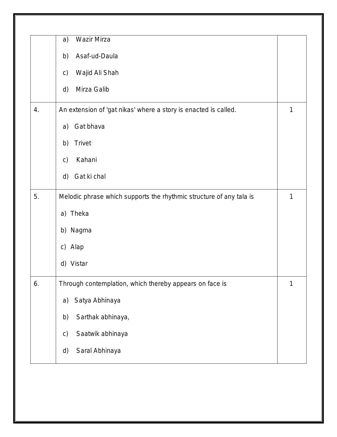 CBSE Class 12 Kathak Sample Paper 2024 - Page 2
