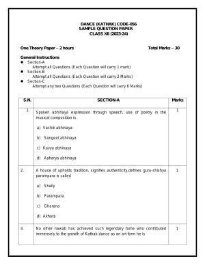 CBSE Class 12 Kathak Sample Paper 2024