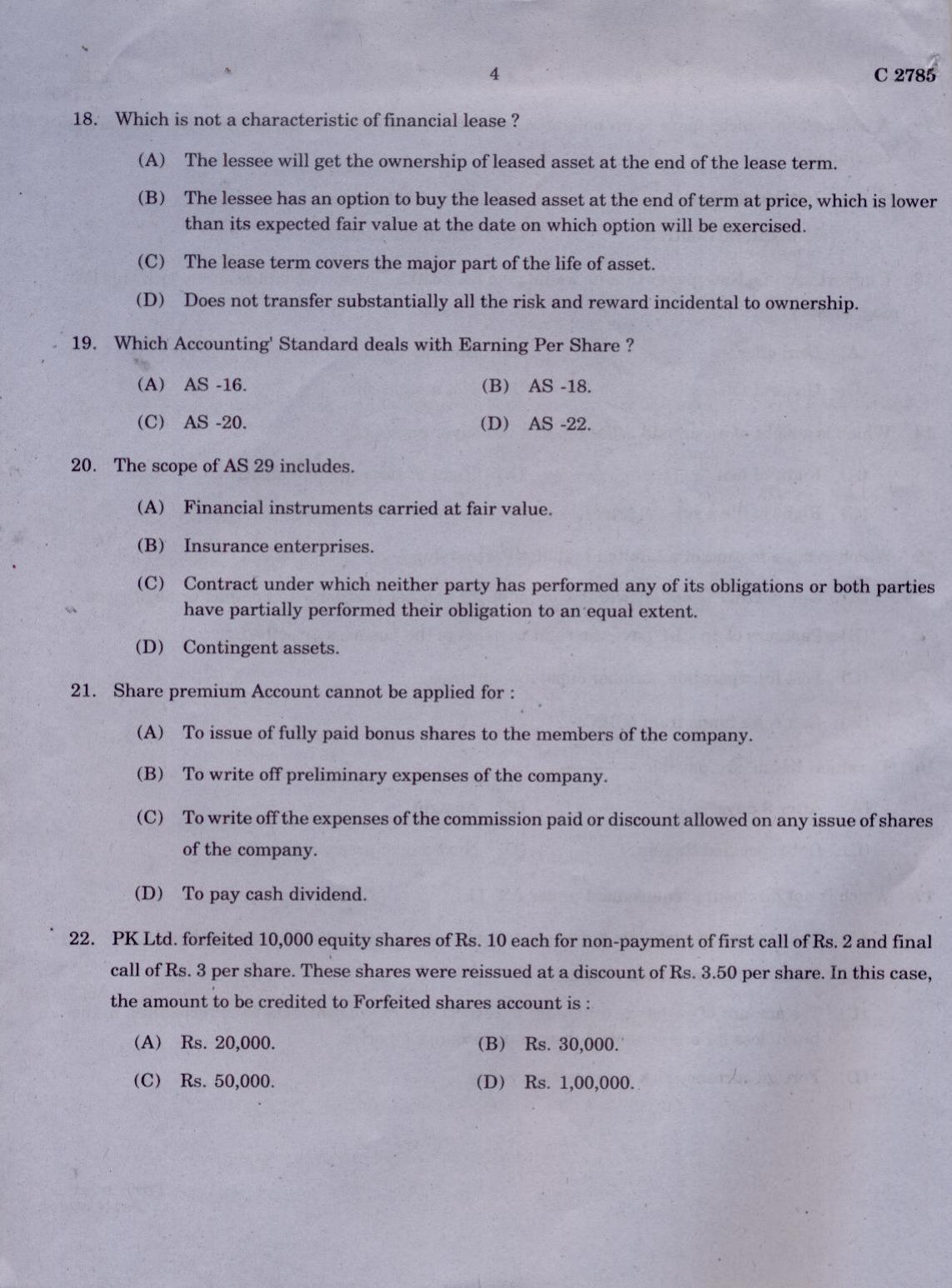 CUCAT 2021 M.Com Question Paper - Page 4