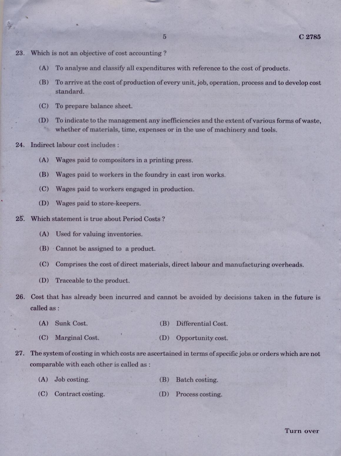 CUCAT 2021 M.Com Question Paper - Page 5