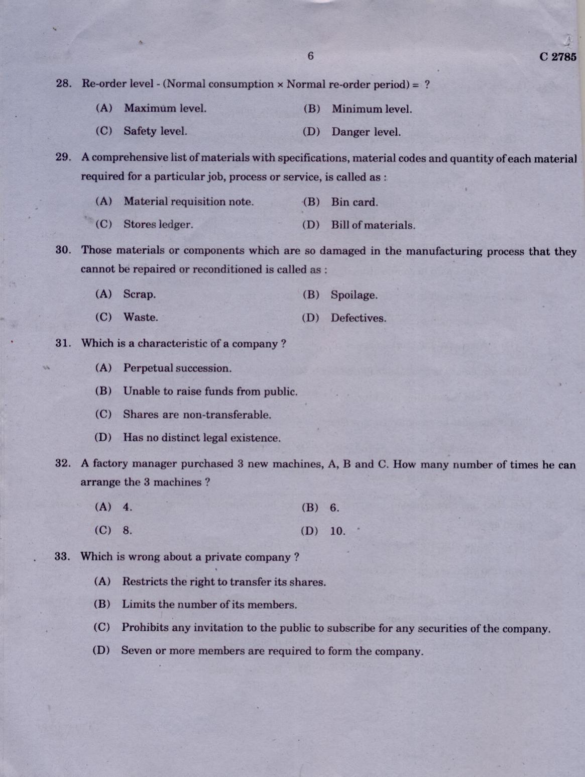 CUCAT 2021 M.Com Question Paper - Page 6
