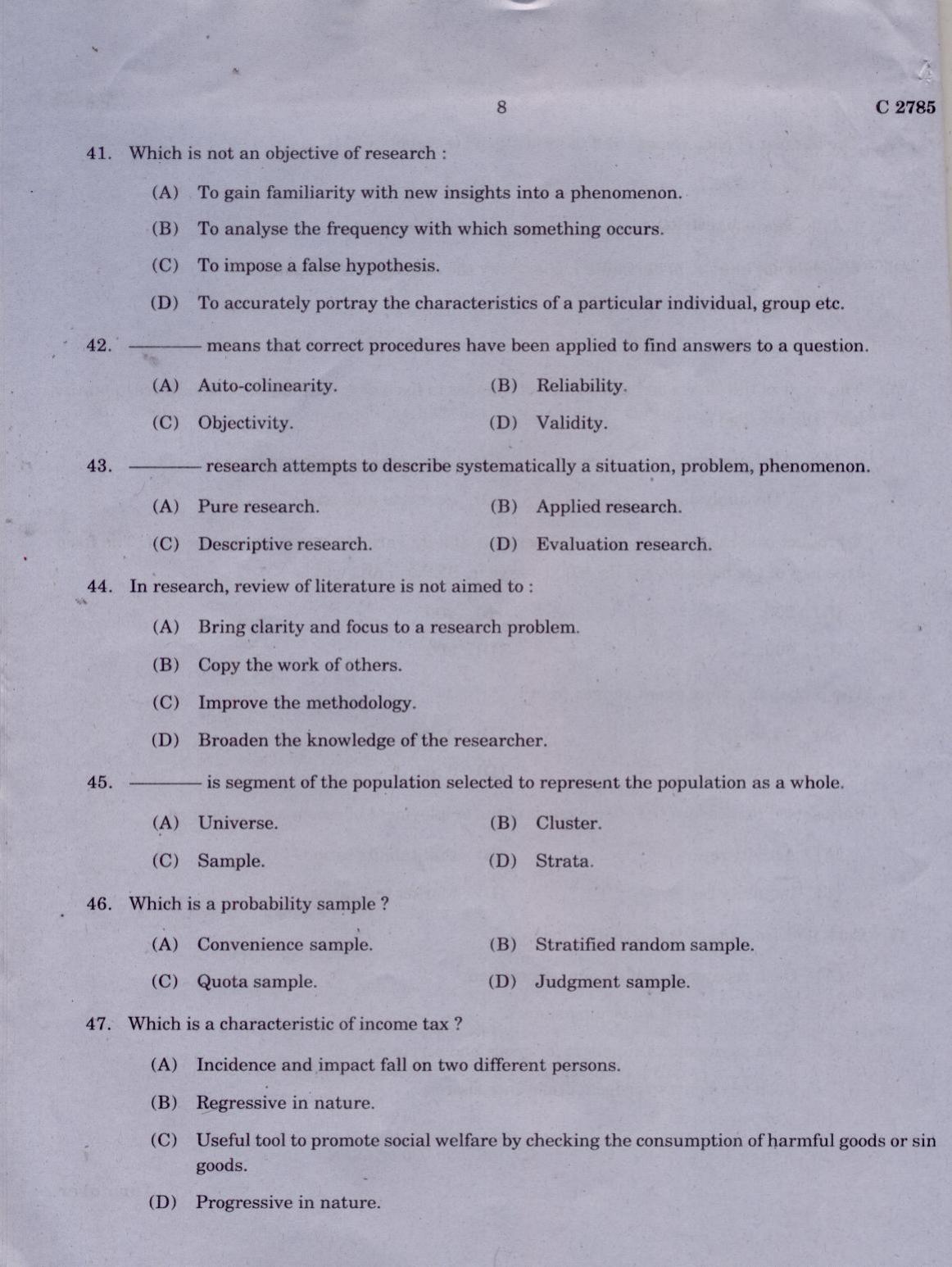 CUCAT 2021 M.Com Question Paper - Page 8