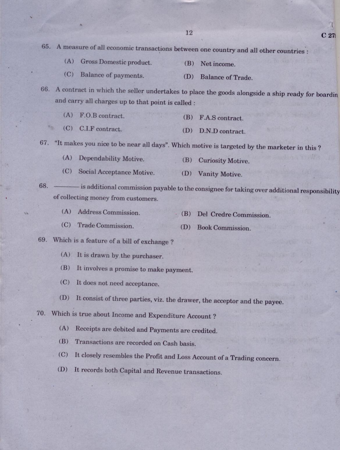 CUCAT 2021 M.Com Question Paper - Page 12