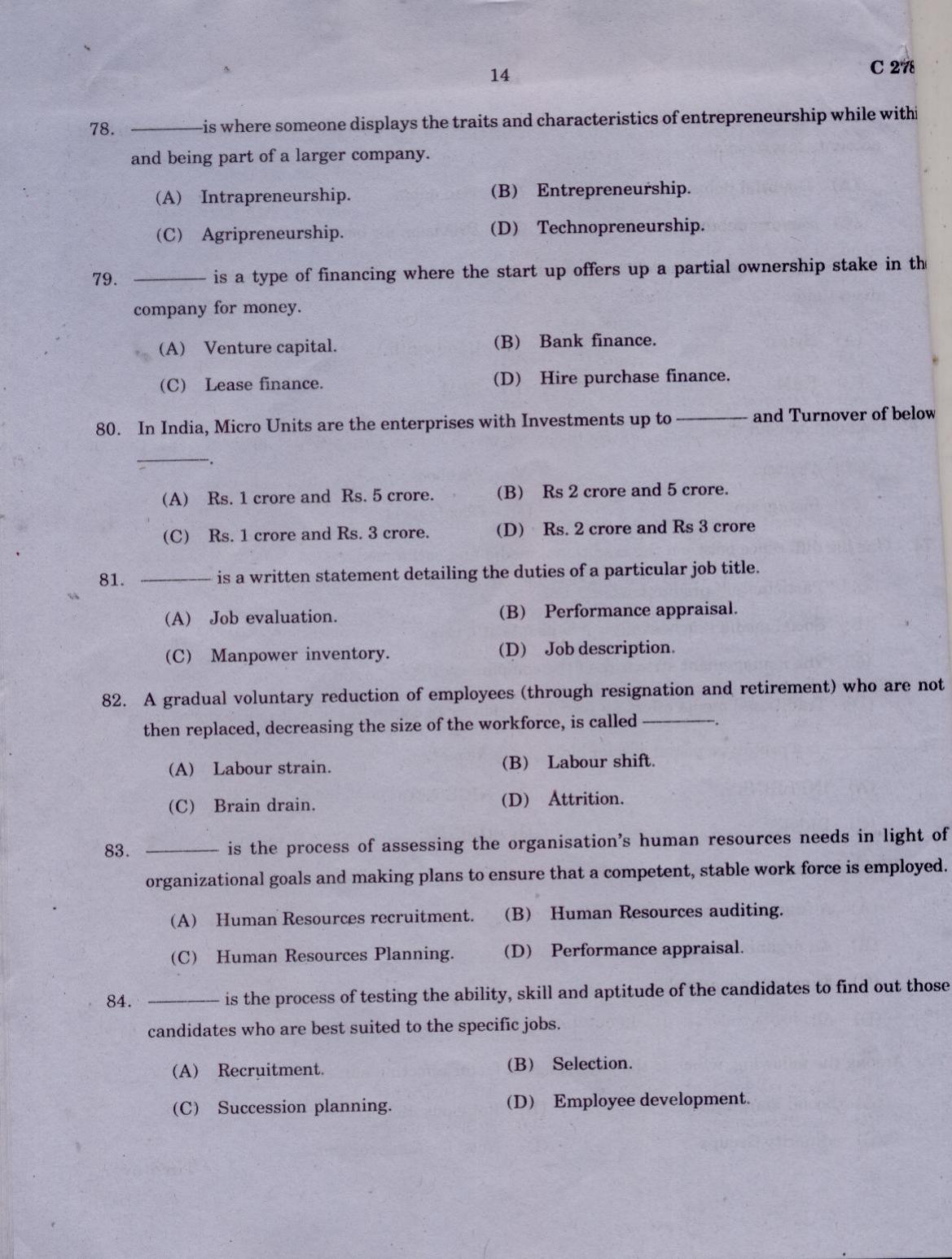 CUCAT 2021 M.Com Question Paper - Page 14