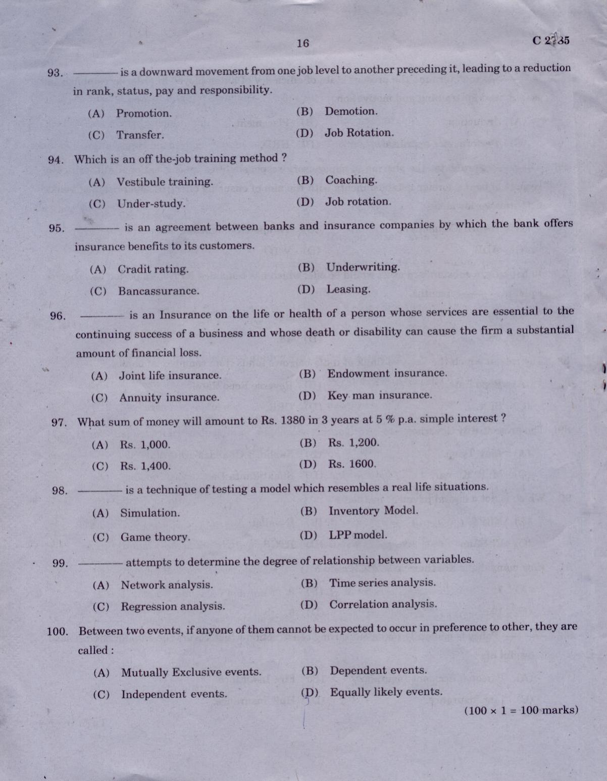 CUCAT 2021 M.Com Question Paper - Page 16