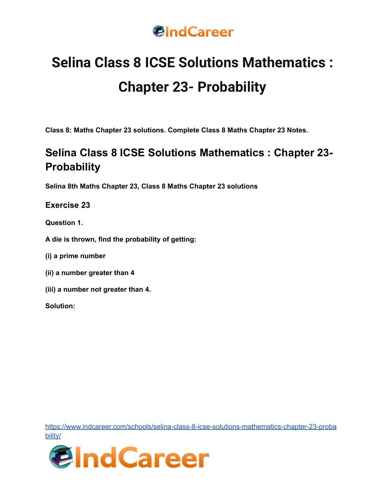 Selina Class 8 ICSE Solutions Mathematics : Chapter 23- Probability - Page 2