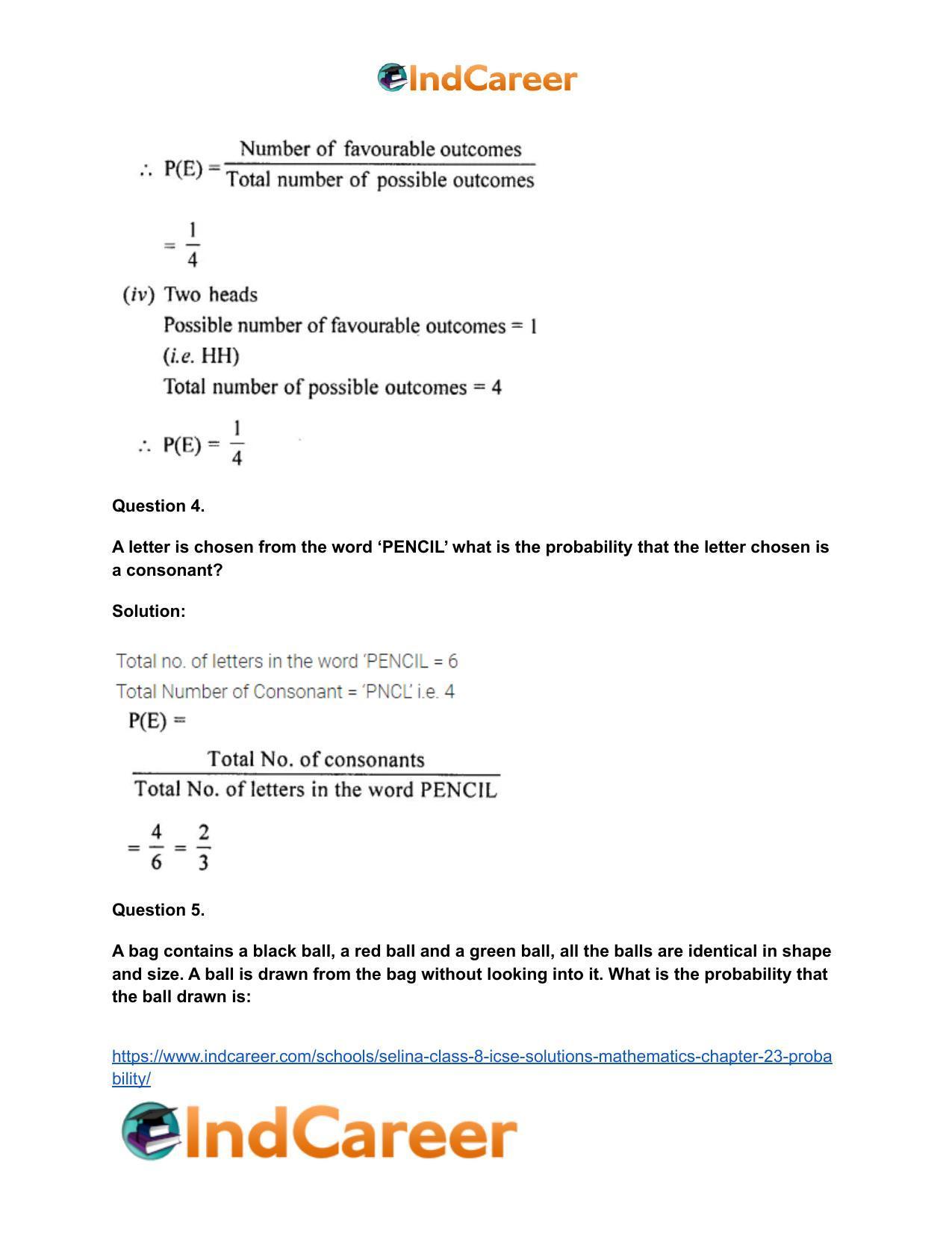 Selina Class 8 ICSE Solutions Mathematics : Chapter 23- Probability - Page 6