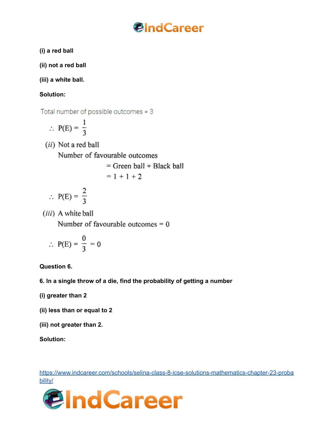 Selina Class 8 ICSE Solutions Mathematics : Chapter 23- Probability - Page 7