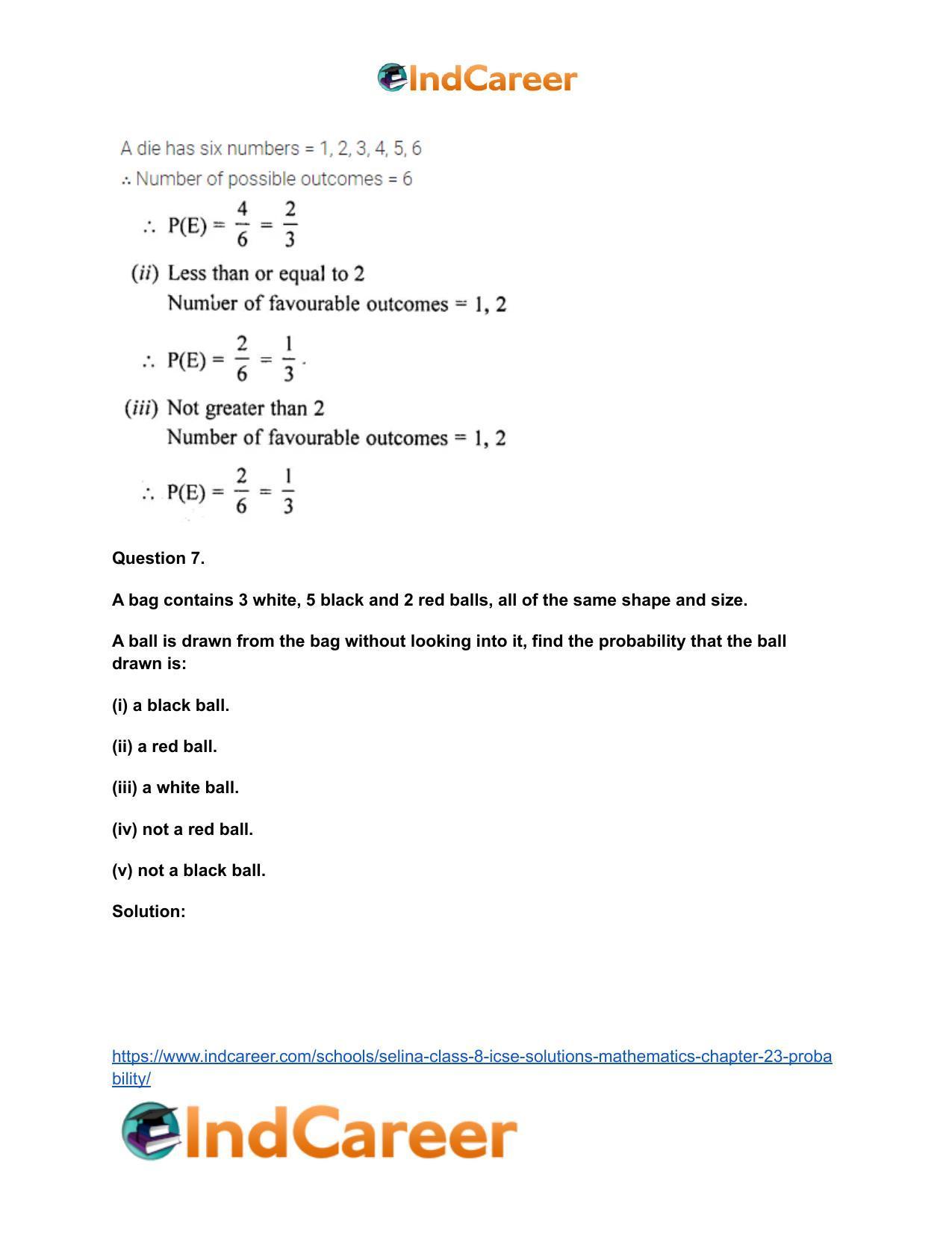 Selina Class 8 ICSE Solutions Mathematics : Chapter 23- Probability - Page 8