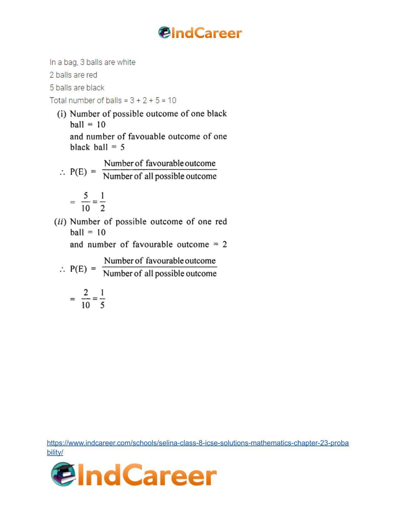 Selina Class 8 ICSE Solutions Mathematics : Chapter 23- Probability - Page 9