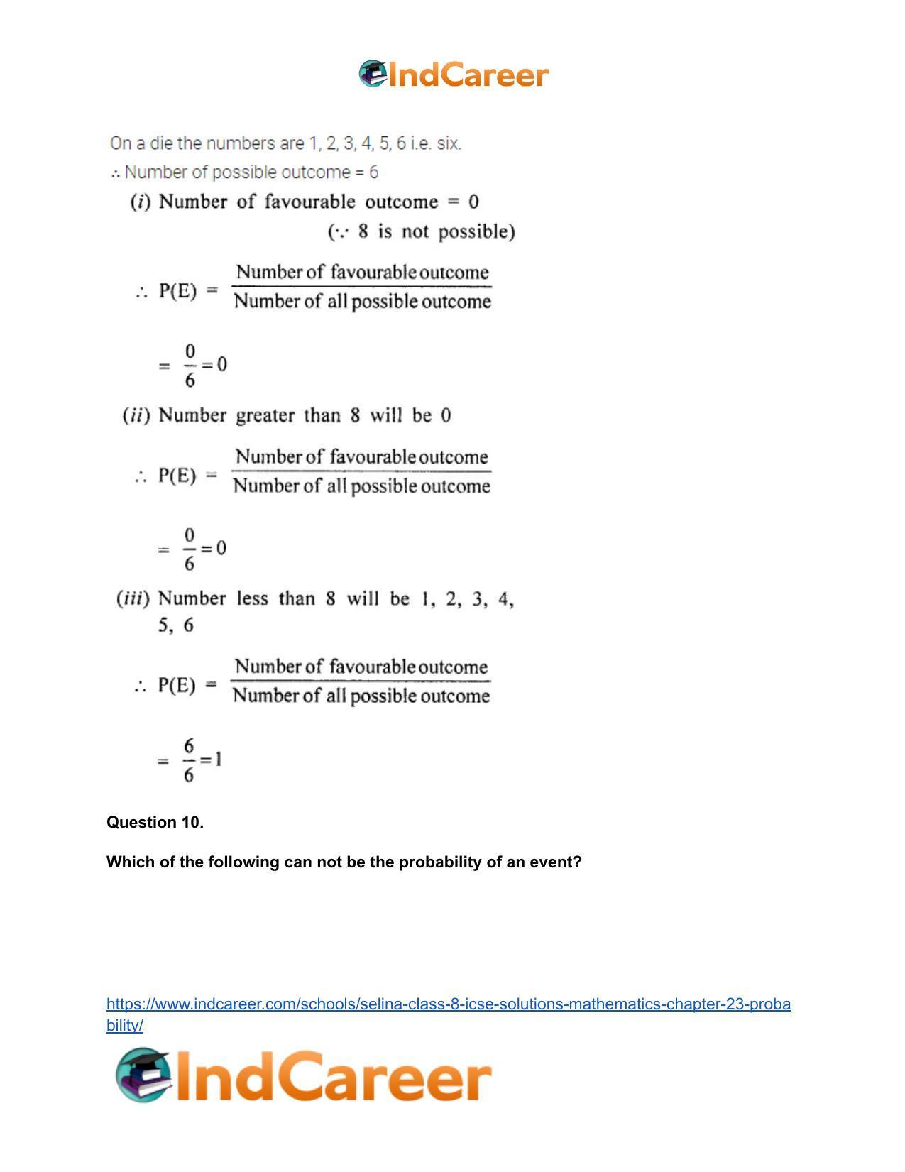 Selina Class 8 ICSE Solutions Mathematics : Chapter 23- Probability - Page 12