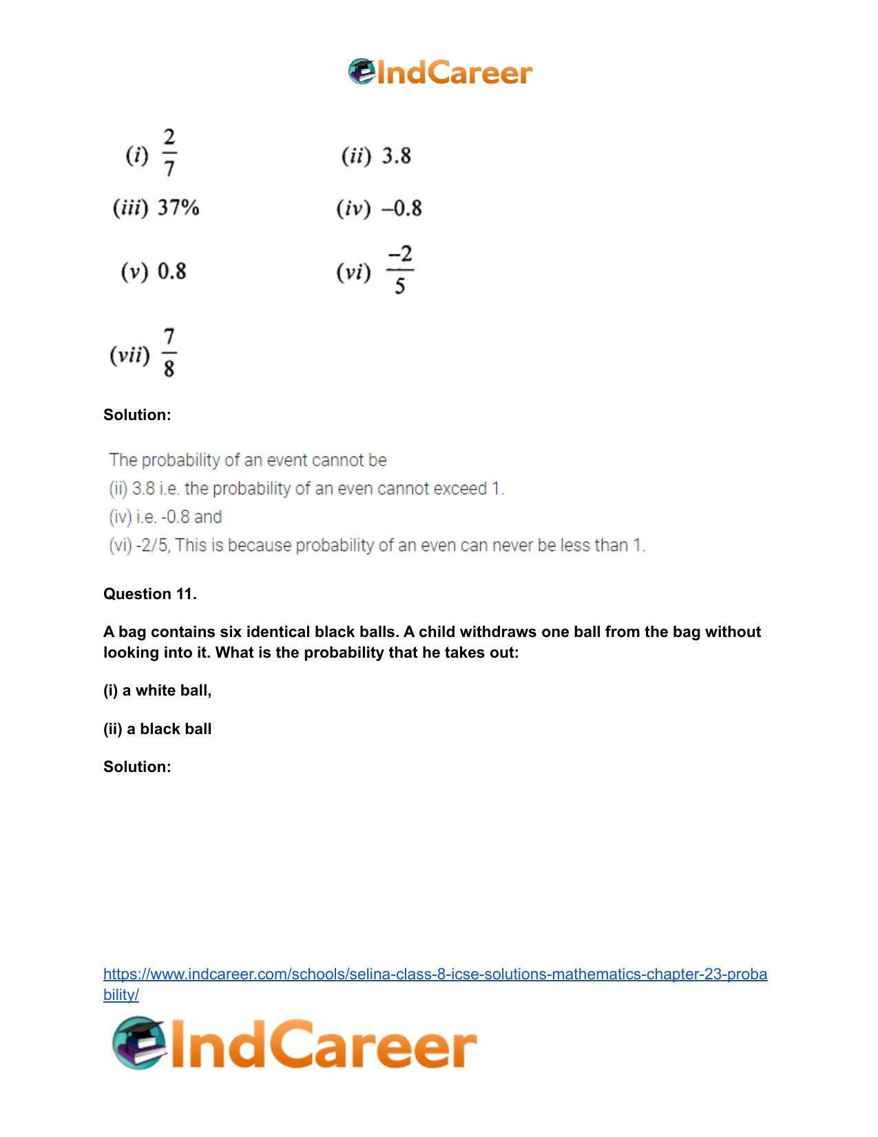Selina Class 8 ICSE Solutions Mathematics : Chapter 23- Probability - Page 13