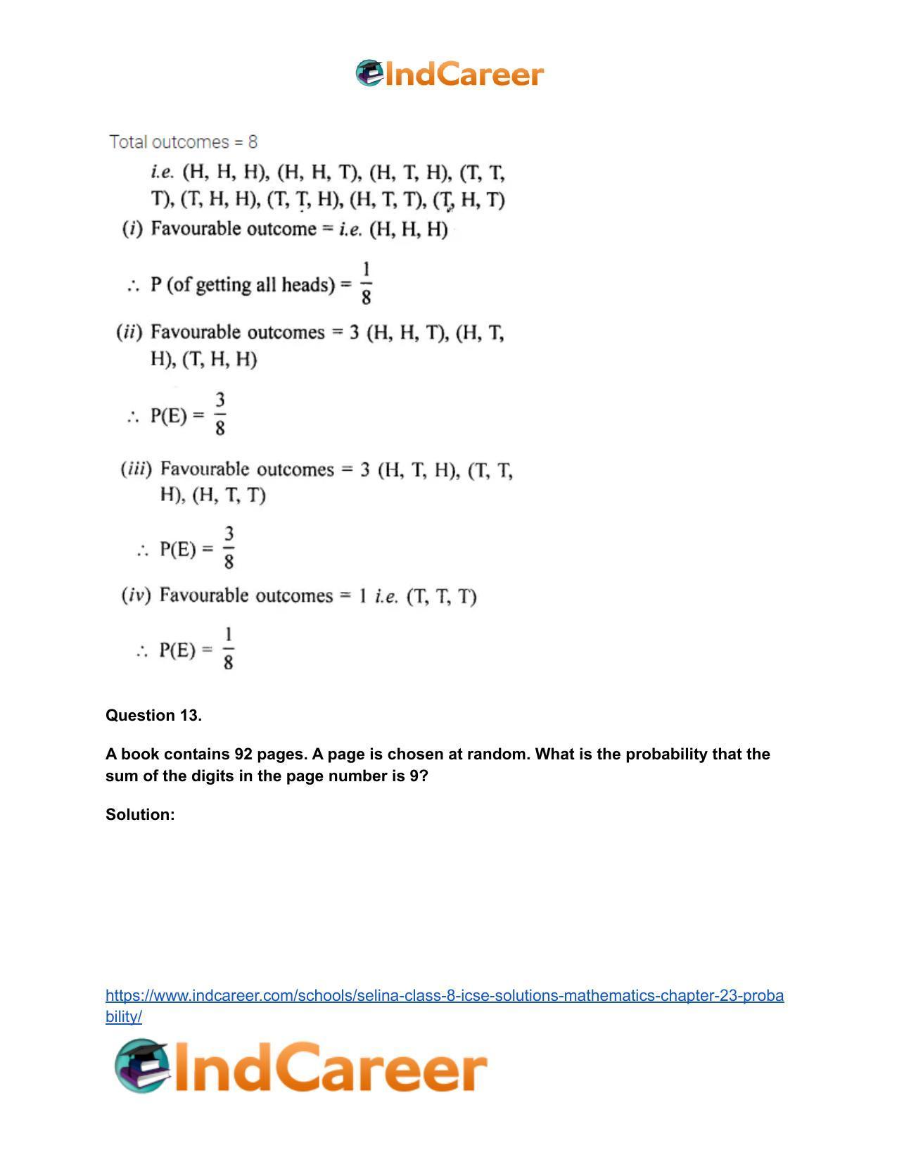 Selina Class 8 ICSE Solutions Mathematics : Chapter 23- Probability - Page 15