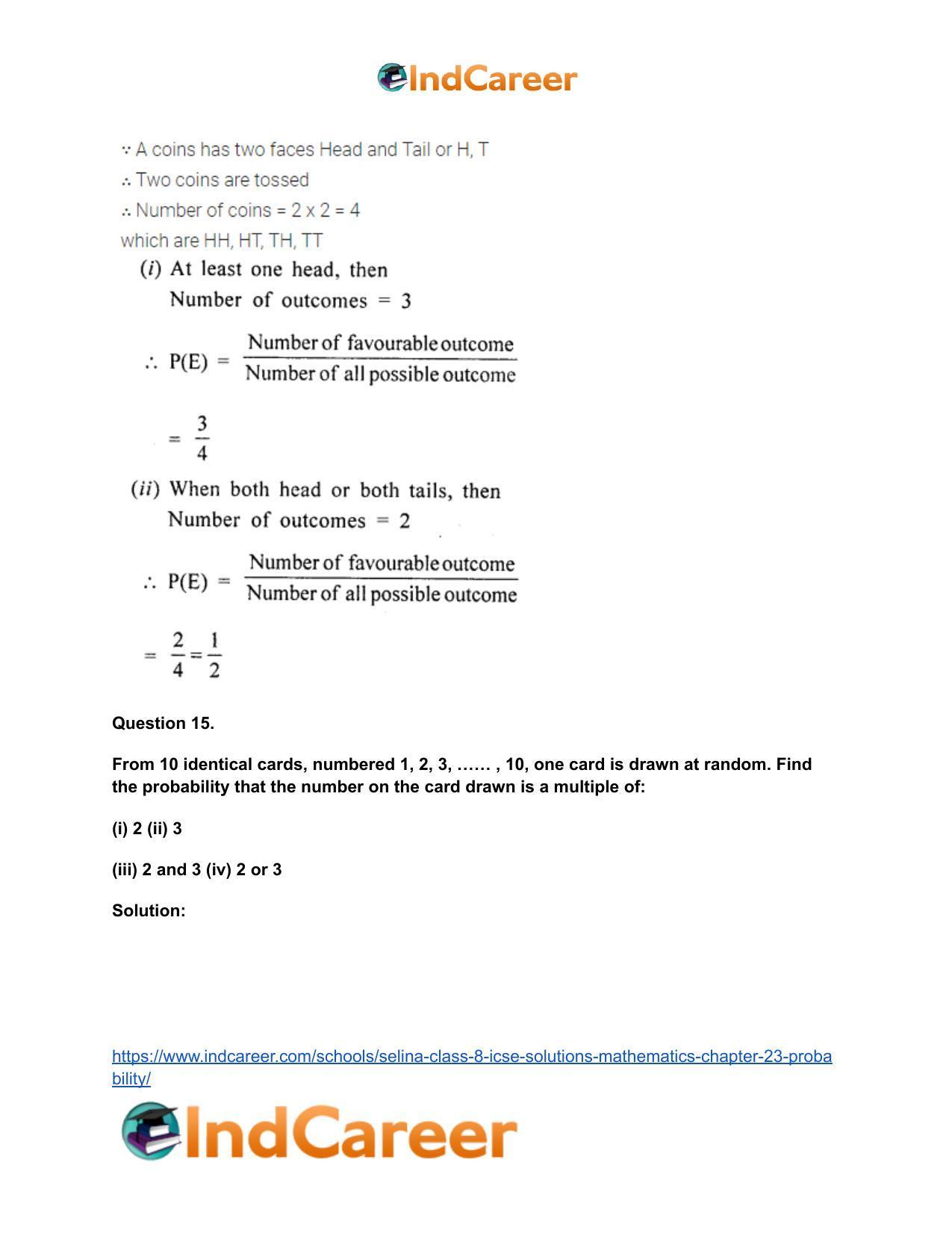Selina Class 8 ICSE Solutions Mathematics : Chapter 23- Probability - Page 17