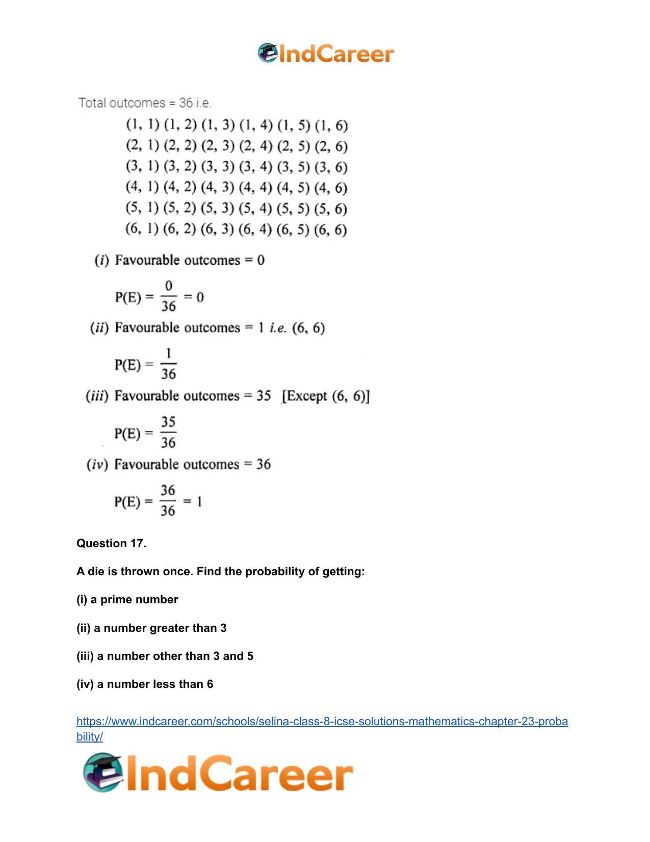 Selina Class 8 ICSE Solutions Mathematics : Chapter 23- Probability - Page 19