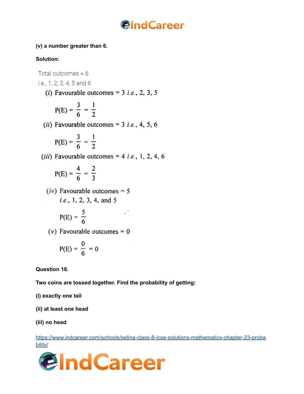 Selina Class 8 ICSE Solutions Mathematics : Chapter 23- Probability - Page 20