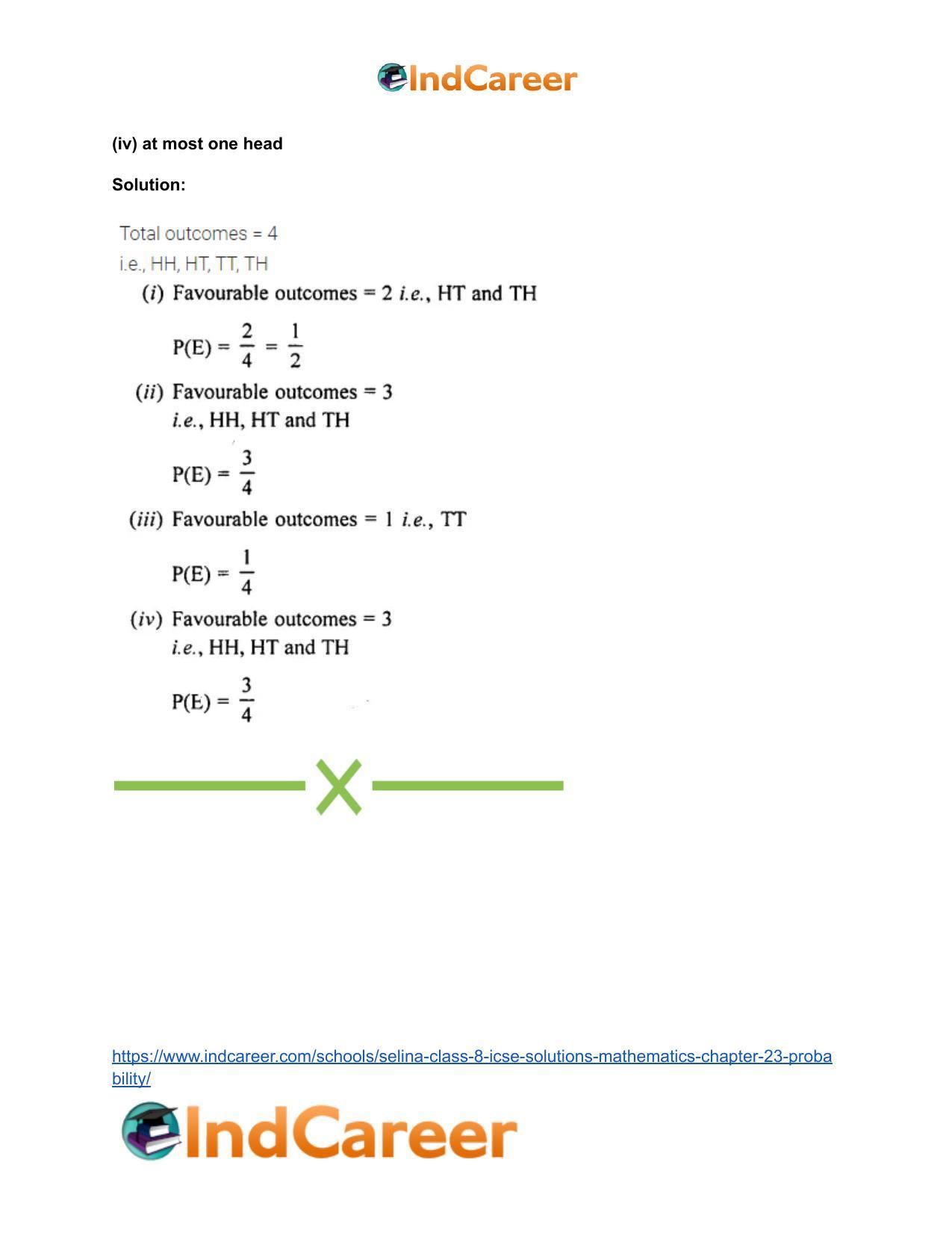 Selina Class 8 ICSE Solutions Mathematics : Chapter 23- Probability - Page 21